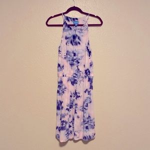 Vera Wang Soft Pink Blue and Purple Watercolor Tank Dress Sz S